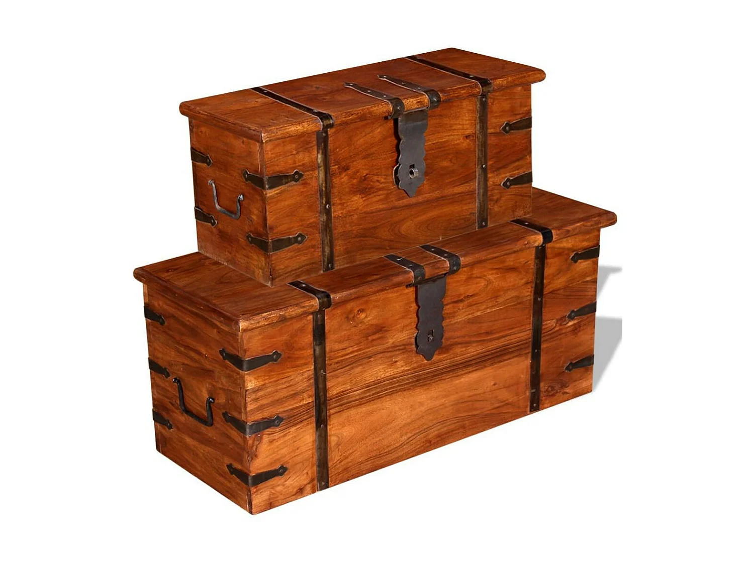 Ensemble de deux coffres de rangement Bois massif