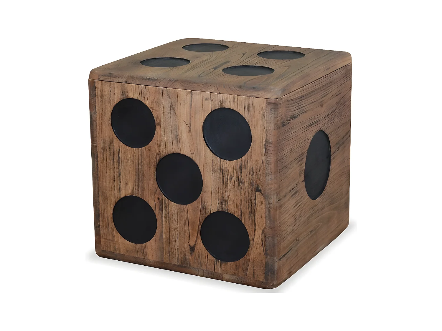 Boîte de rangement carrée mindi massif foncé Induka