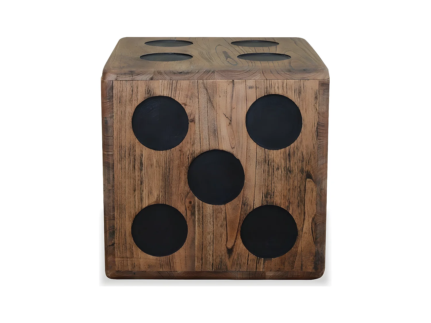 Boîte de rangement carrée mindi massif foncé Induka