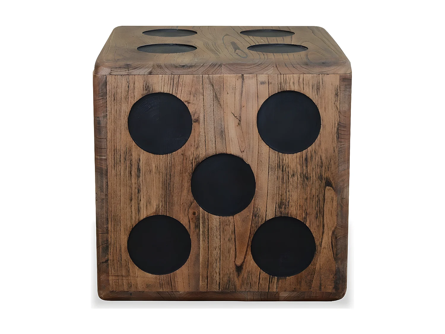 Boîte de rangement carrée mindi massif foncé Induka