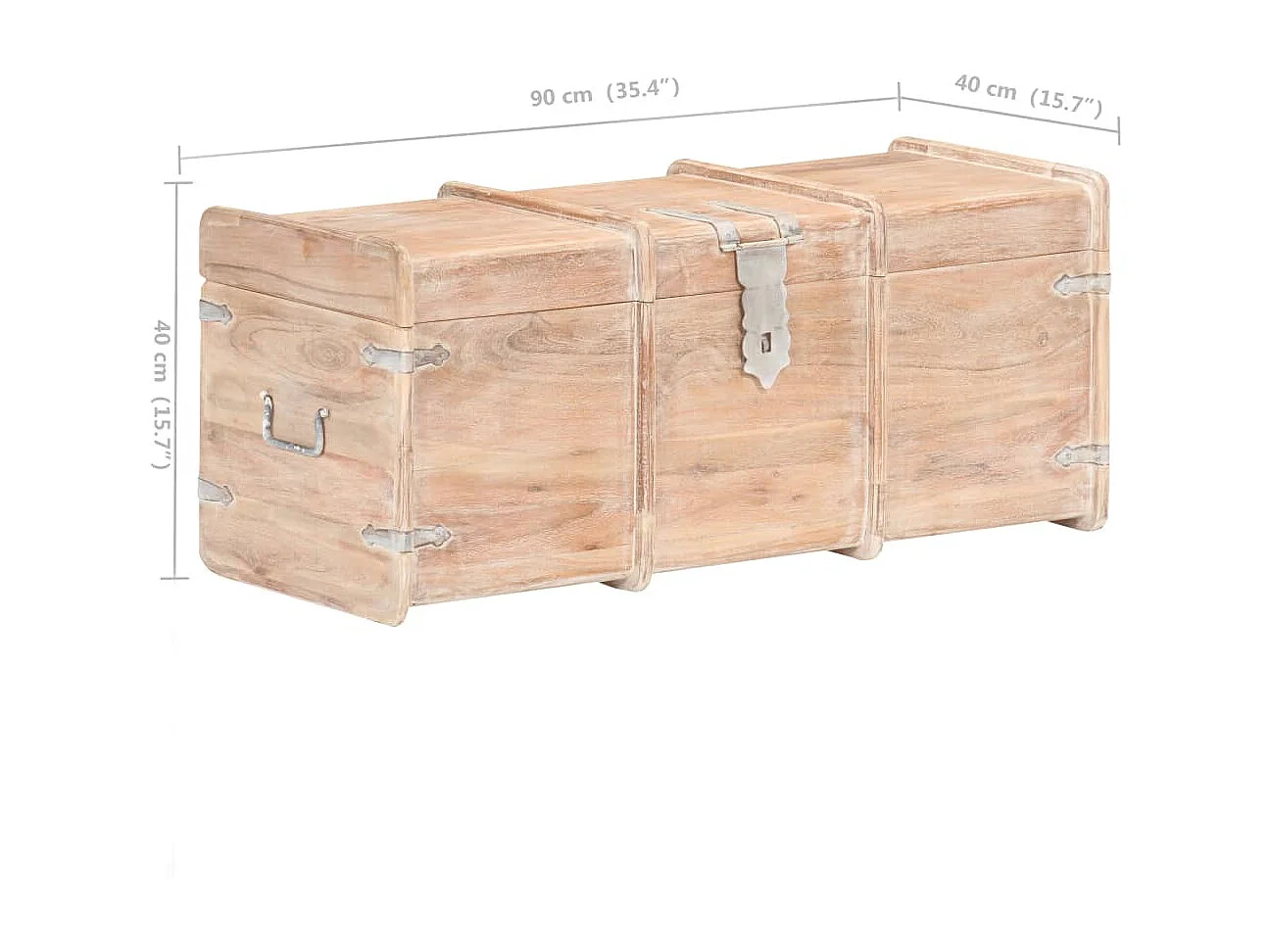 Coffre de rangement 90x40x40 Bois d'acacia solide 2