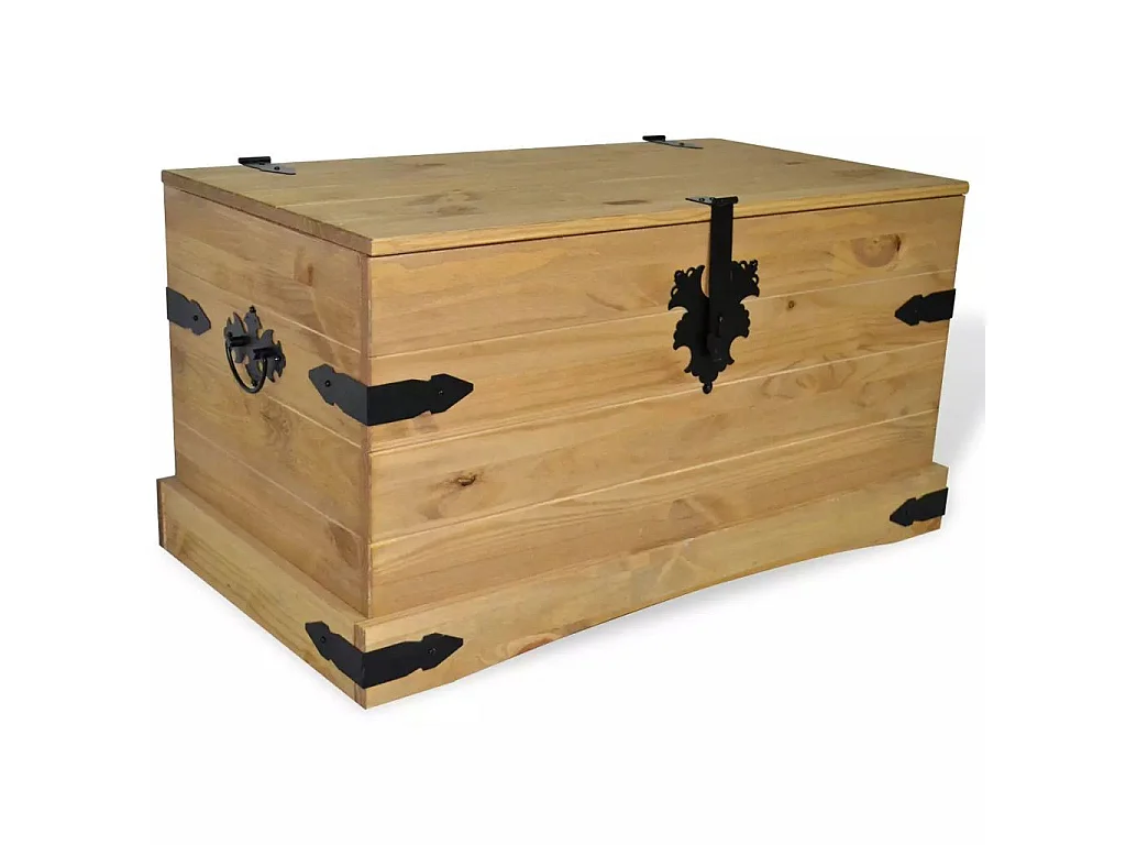 Coffre de rangement pin massif naturel Mexica