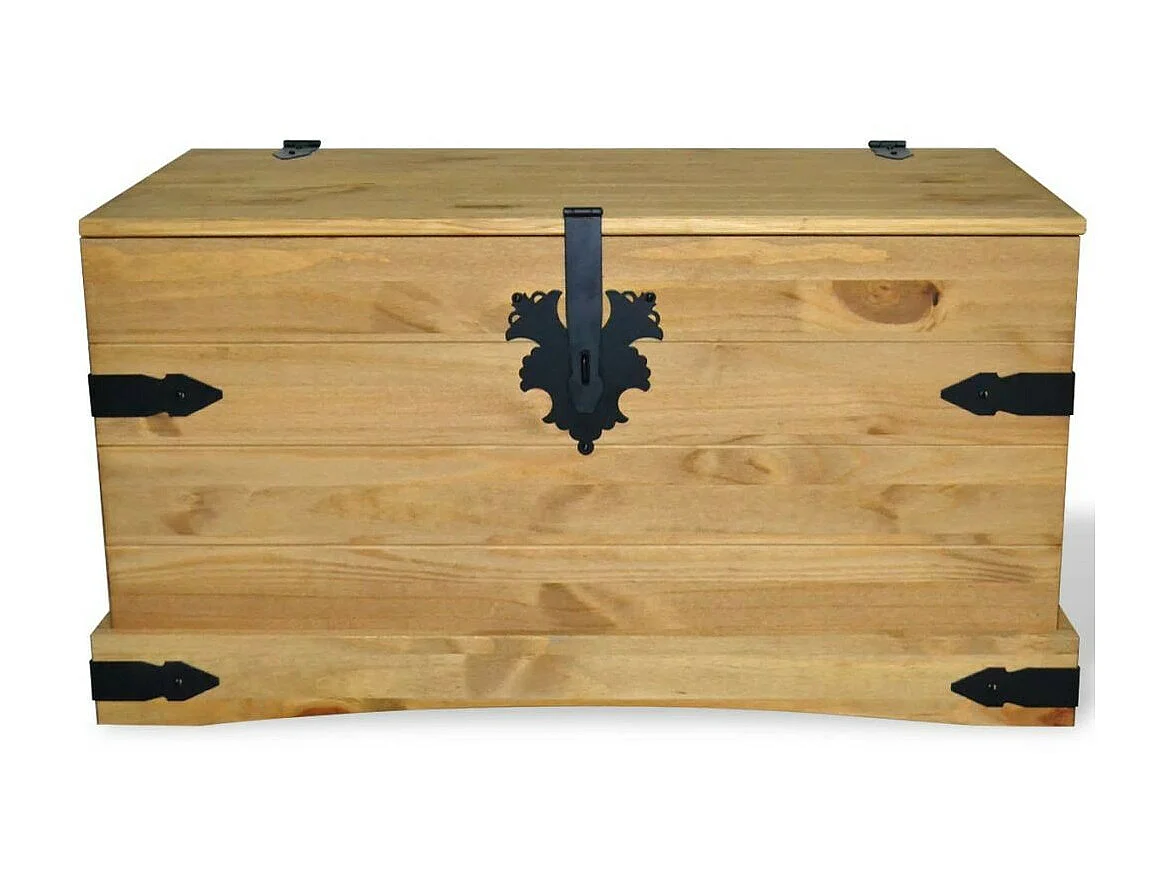 Coffre de rangement pin massif naturel Mexica