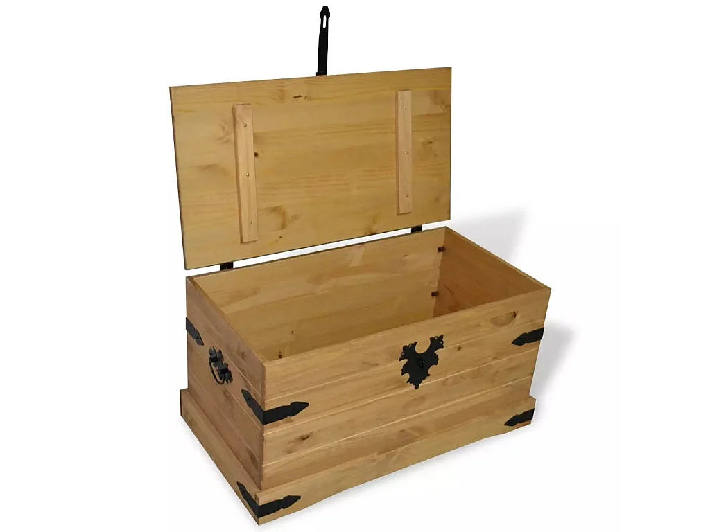 Coffre de rangement pin massif naturel Mexica