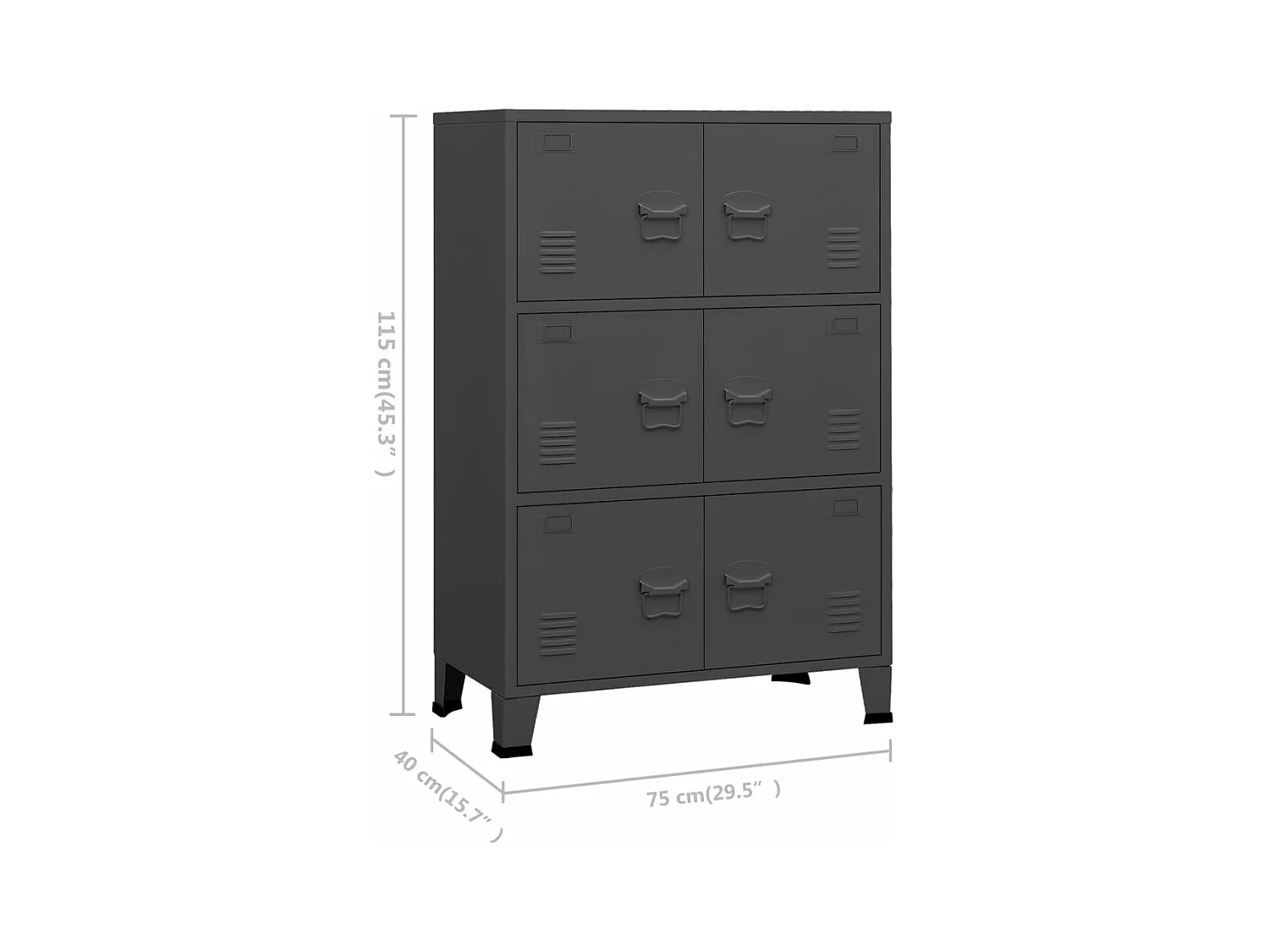 Opbergkast industrieel 70x40x115 cm metaal antracietkleurig