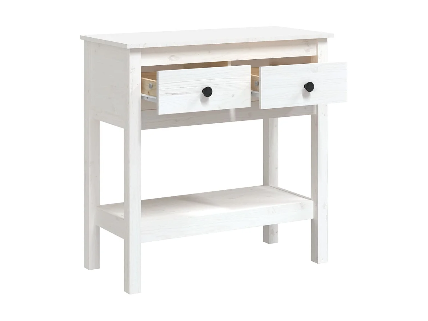 Table console Blanc 75x35x75 Bois massif de pin