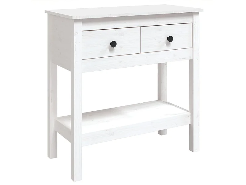 Table console Blanc 75x35x75 Bois massif de pin
