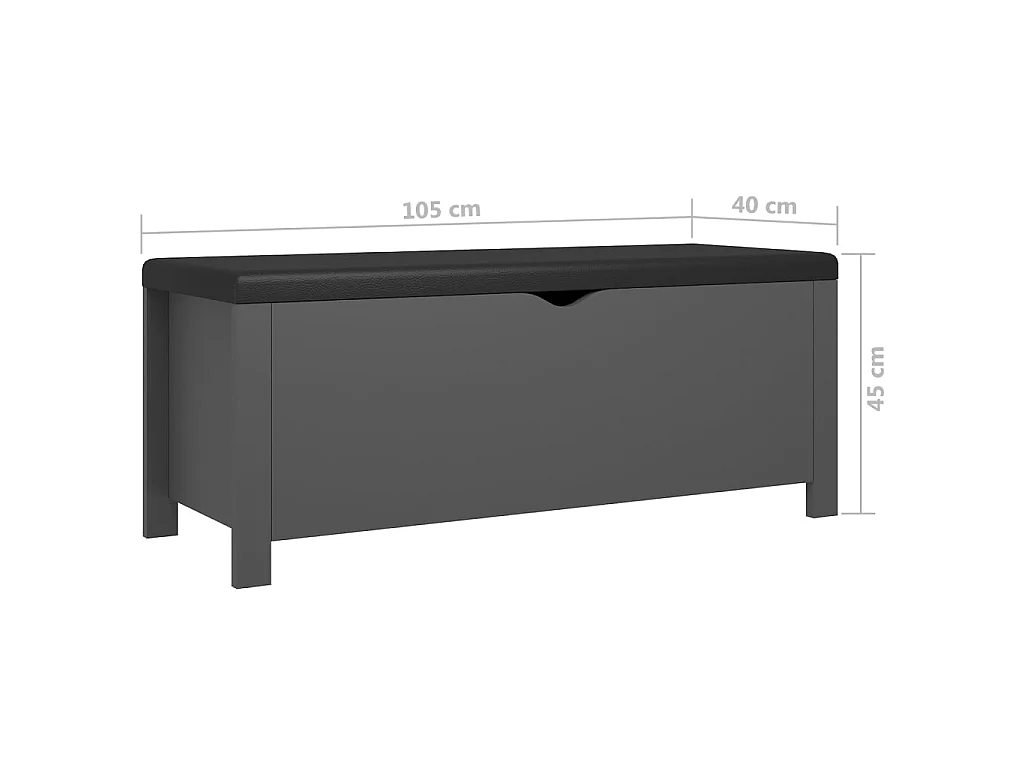 Boîte de rangement avec coussin Gris 105x40x45