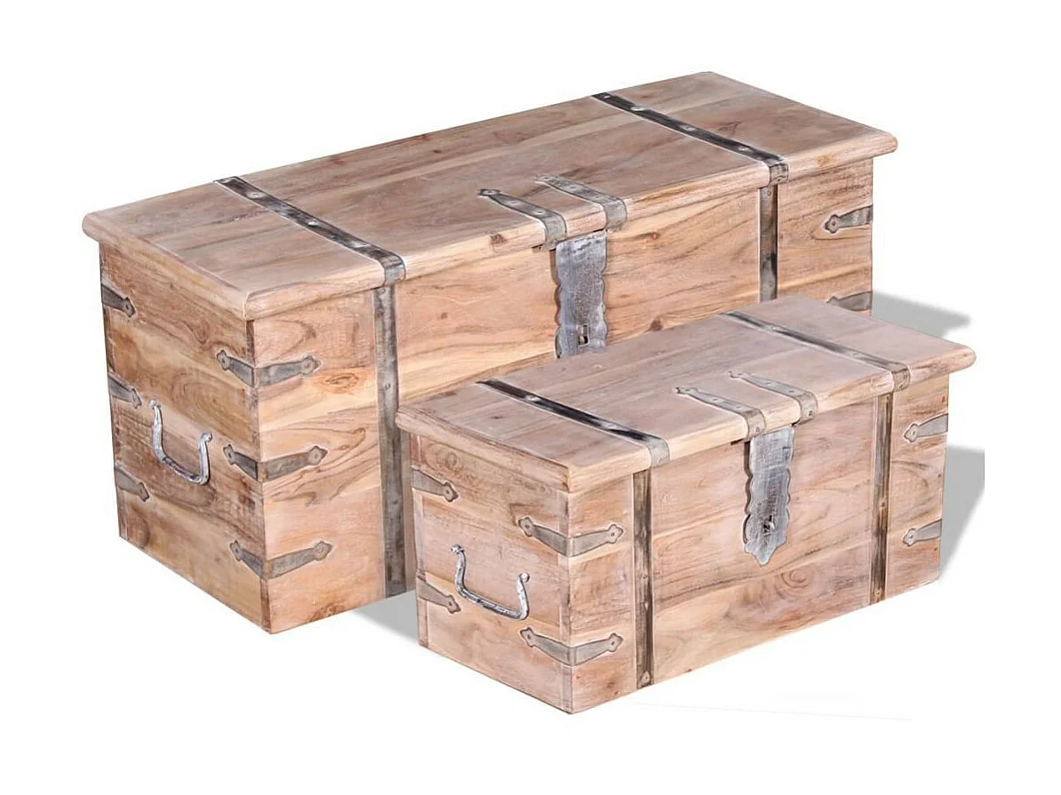 Ensemble de deux coffres de rangement Bois d'Acacia