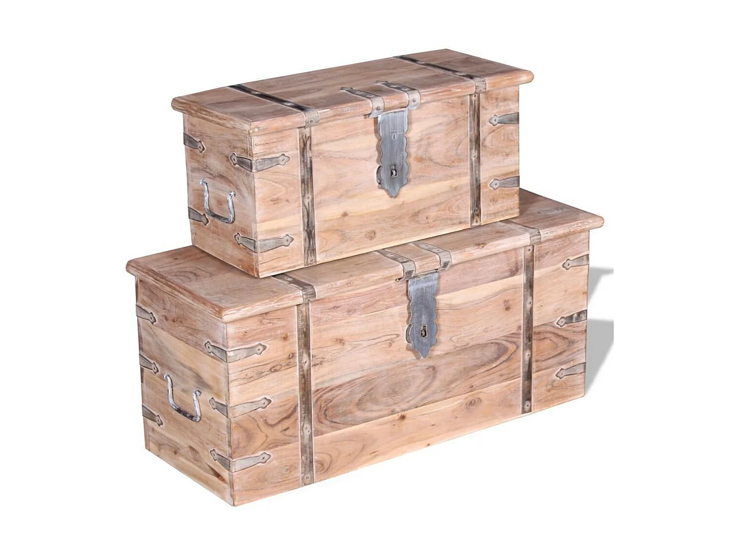 Ensemble de deux coffres de rangement Bois d'Acacia