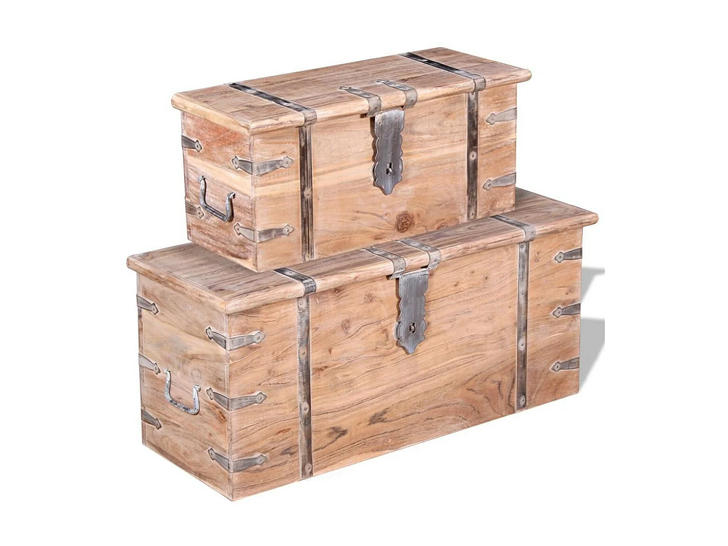 Ensemble de deux coffres de rangement Bois d'Acacia