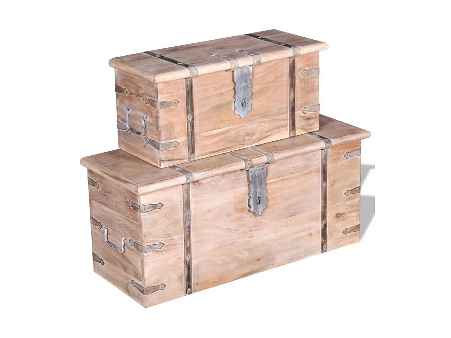 Ensemble de deux coffres de rangement Bois d'Acacia