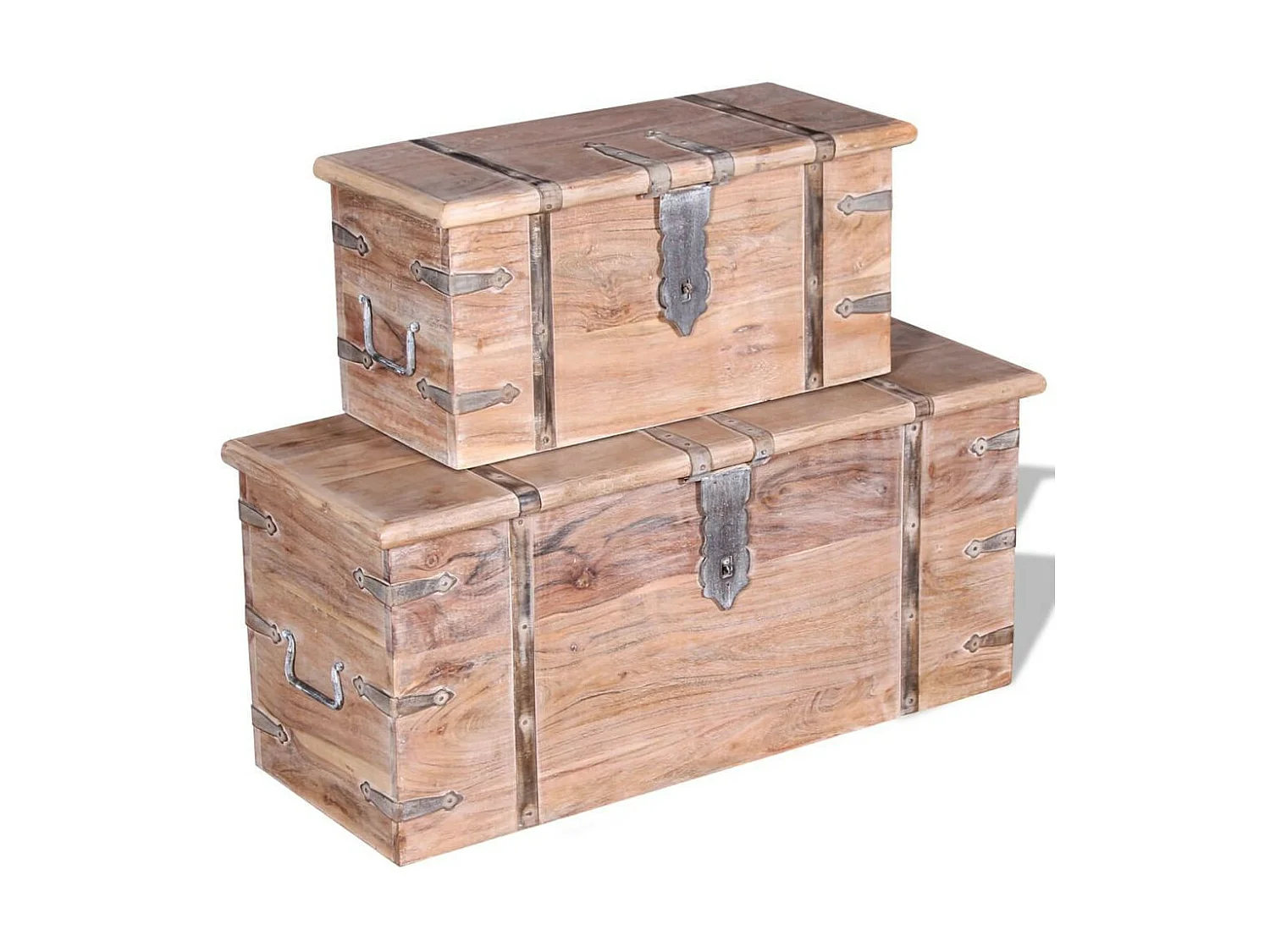 Ensemble de deux coffres de rangement Bois d'Acacia