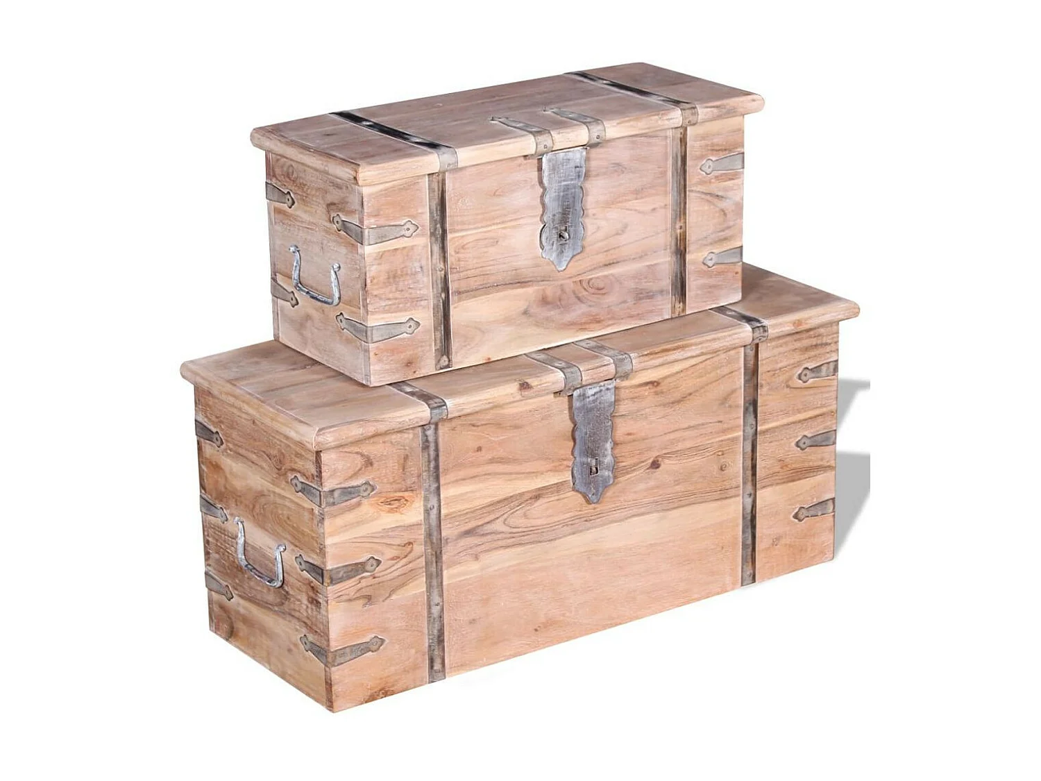 Ensemble de deux coffres de rangement Bois d'Acacia