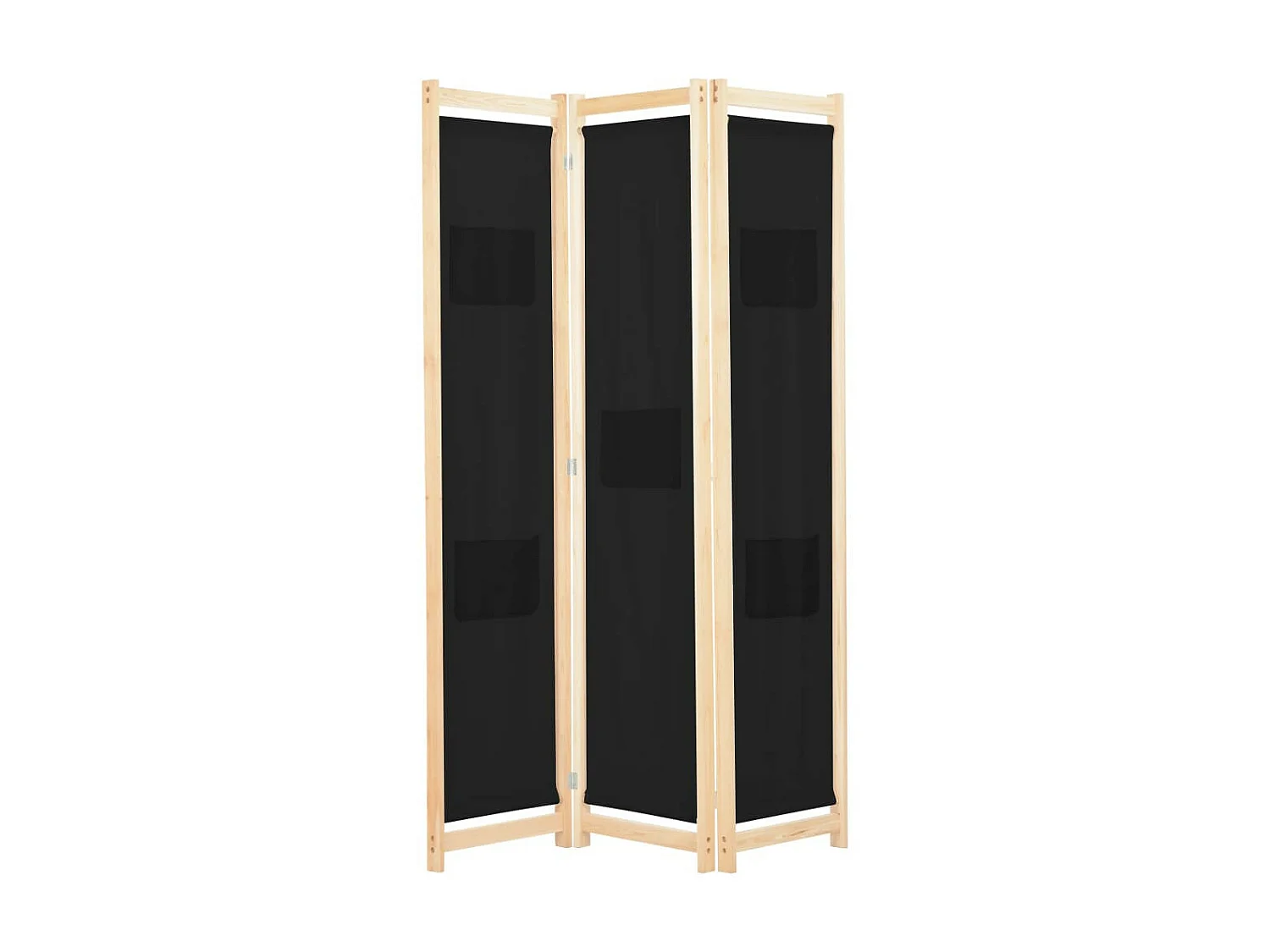 Cloison de séparation 3 panneaux Noir 120x170x4 Tissu