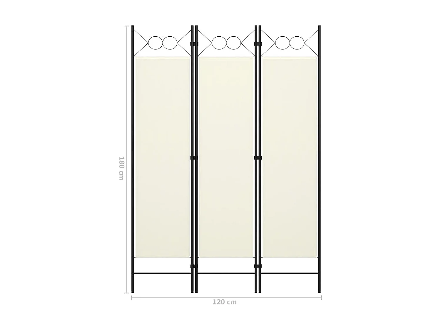 Cloison de séparation 3 panneaux Blanc crème 120x180