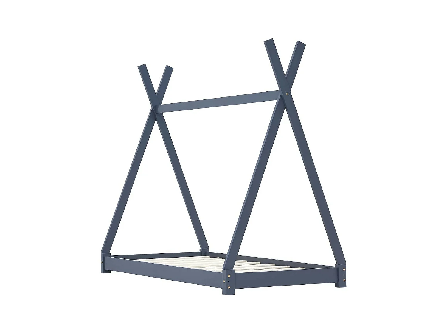 Lit enfant tente bois pin massif gris Indiana 90x200