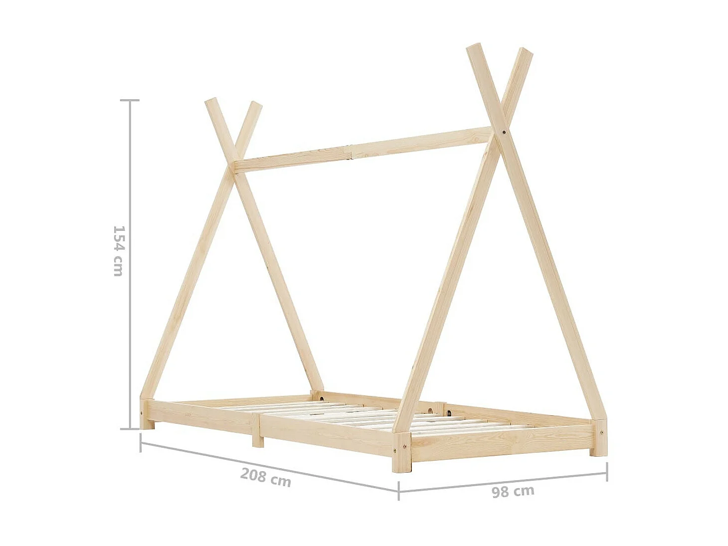 Lit enfant tente bois pin massif naturel Indiana 90x200
