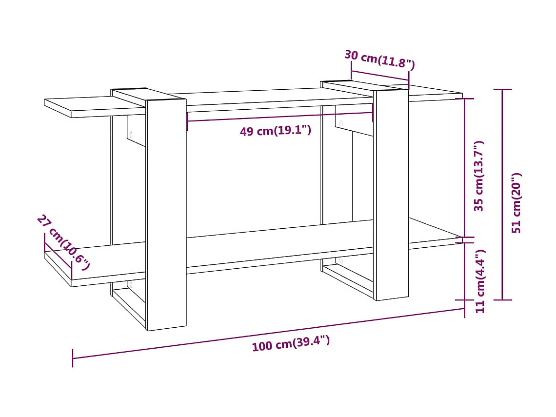 Bibliothèque Blanc brillant 100x30x51 Bois d'ingénierie