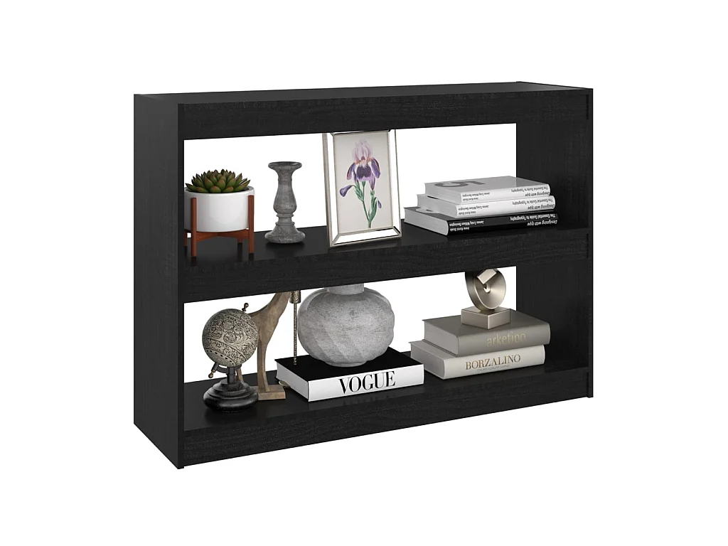 Boekenkast/kamerscherm 100x30x71,5 cm grenenhout zwart