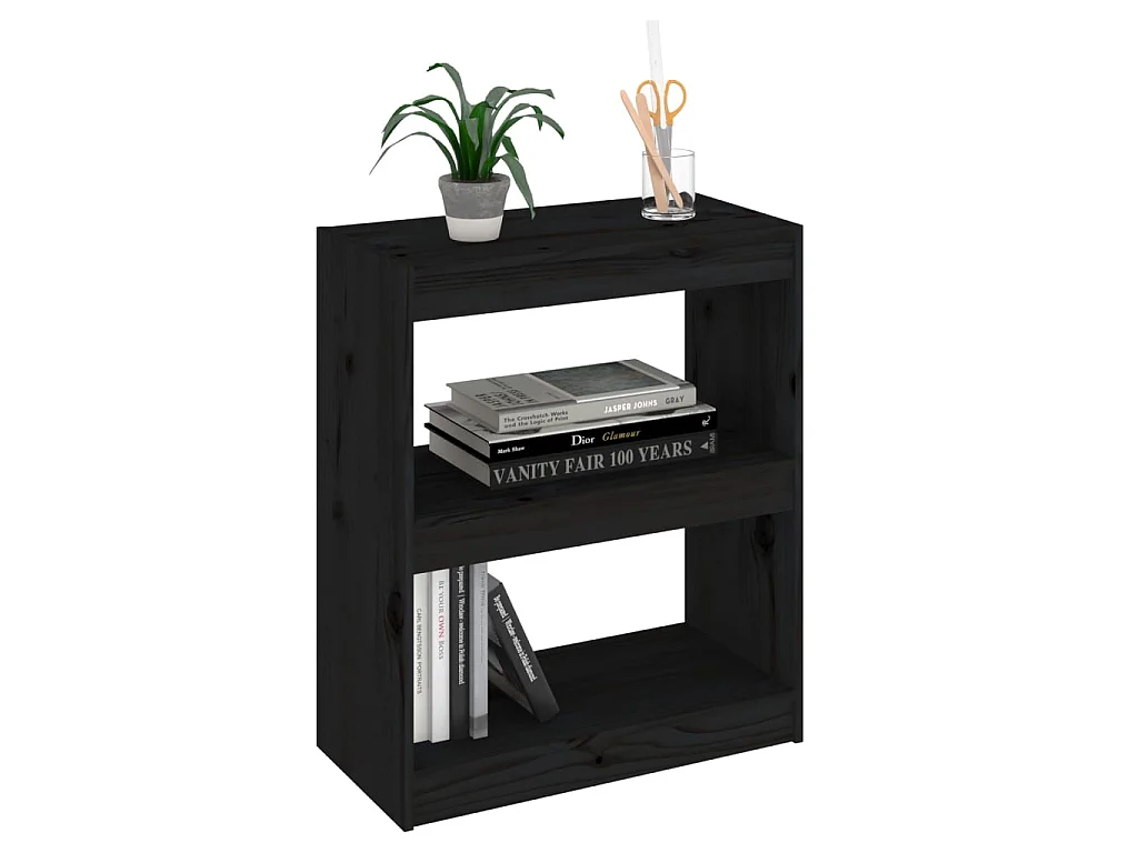 Boekenkast/kamerscherm 60x30x71,5 cm massief grenenhout zwart