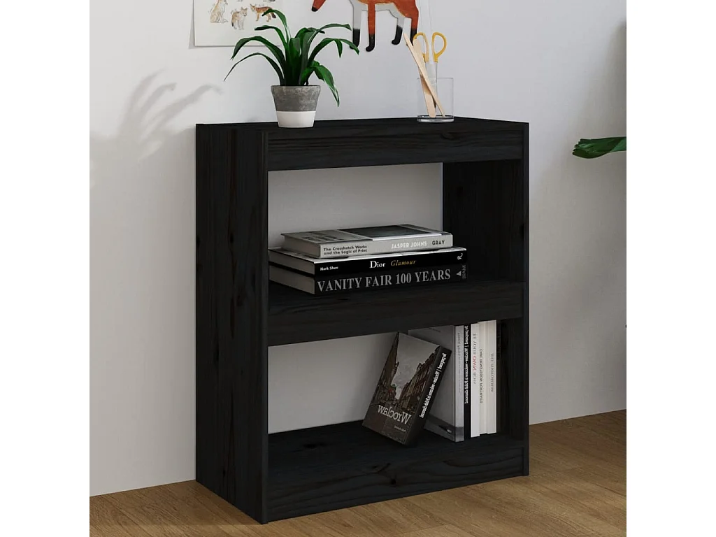 Estantería/divisor de espacios madera pino negro 60x30x71,5 cm