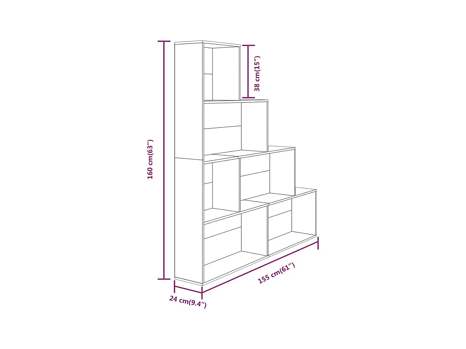 Armoire à livres Chêne marron 155x24x160
