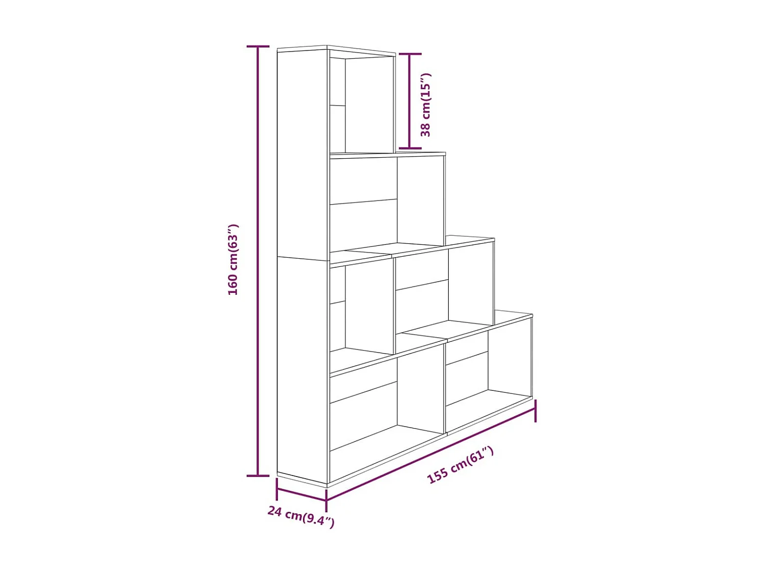 Armoire à livres Chêne marron 155x24x160