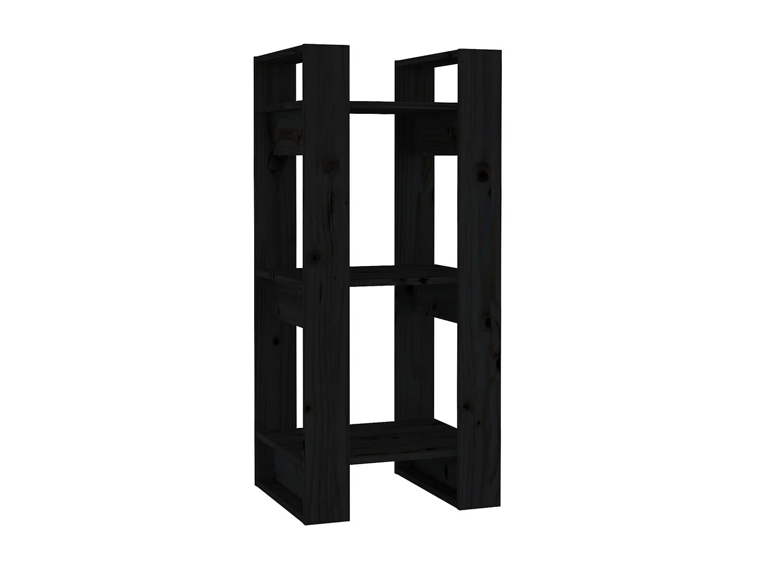 Bibliothèque-Séparateur de pièce Noir 41x35x91 Pin solide