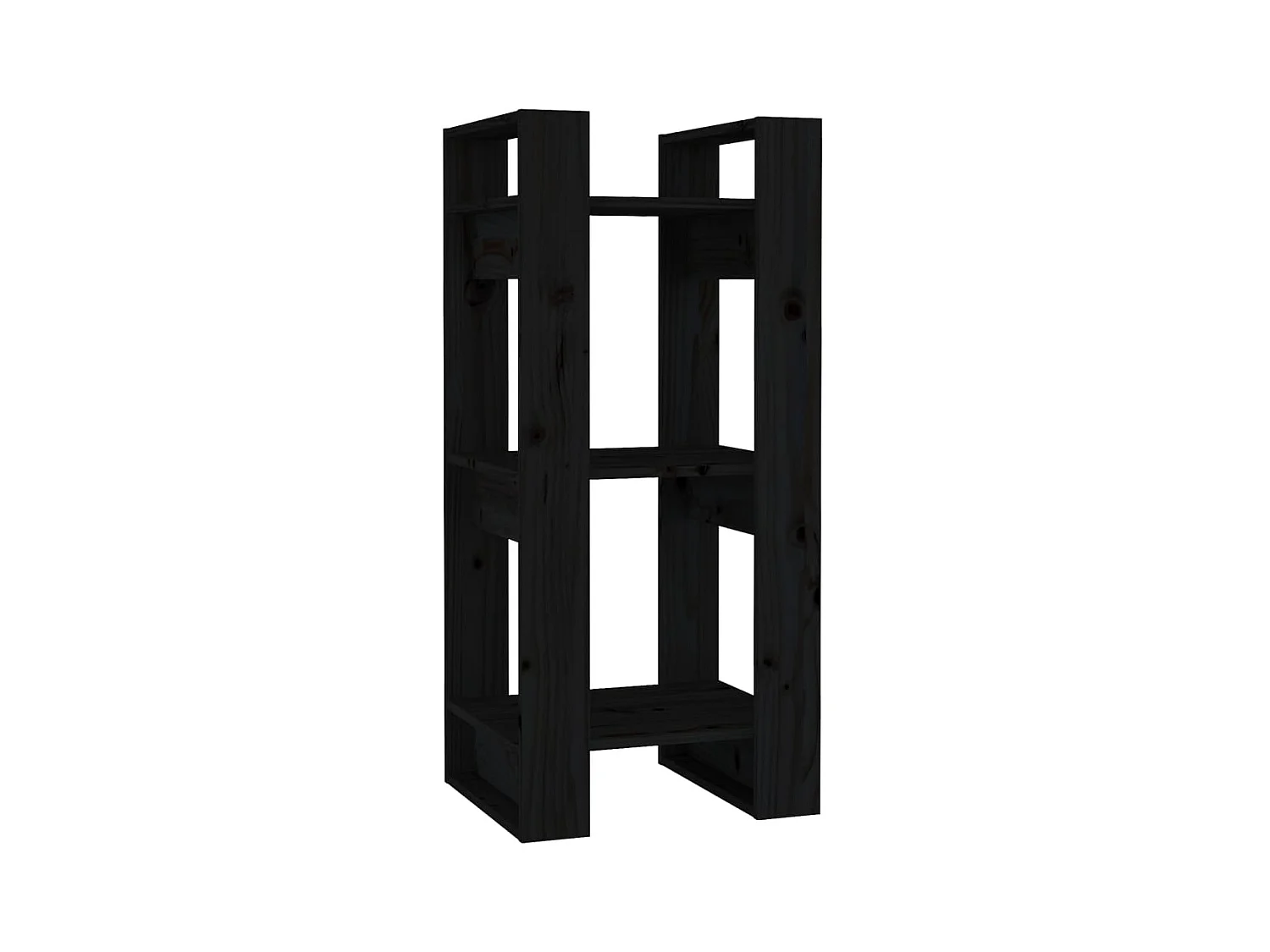 Bibliothèque-Séparateur de pièce Noir 41x35x91 Pin solide