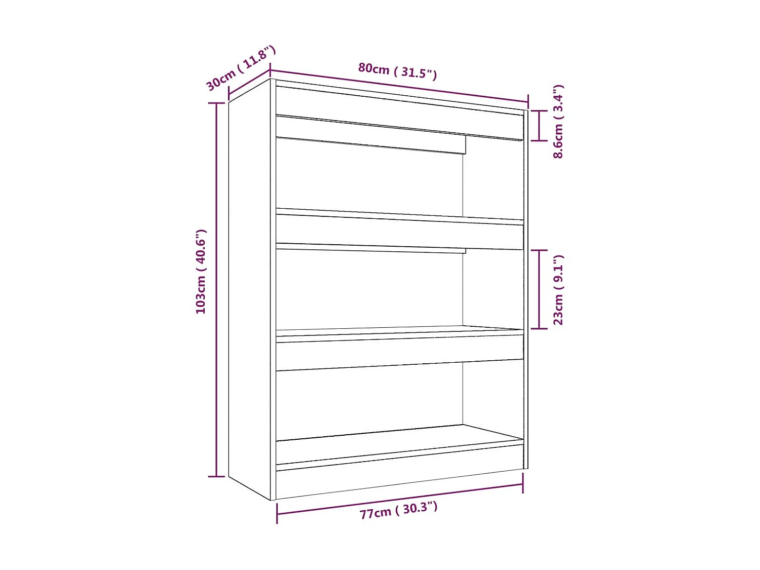 Bibliothèque-Cloison Gris béton 80x30x103 Bois d'ingénierie