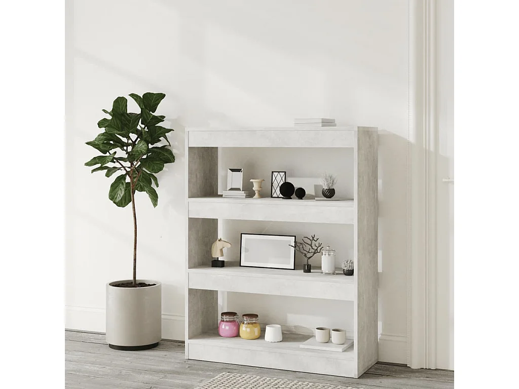 Bibliothèque-Cloison Gris béton 80x30x103 Bois d'ingénierie