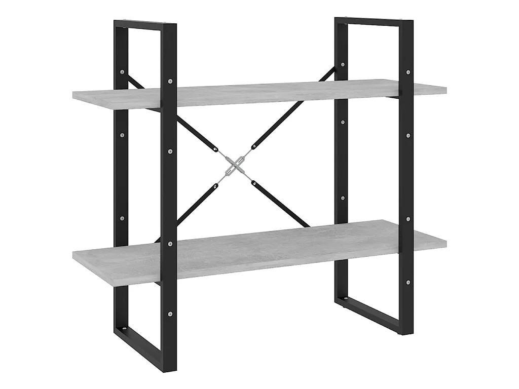 Bibliothèque à 2 niveaux Gris béton 80x30x70