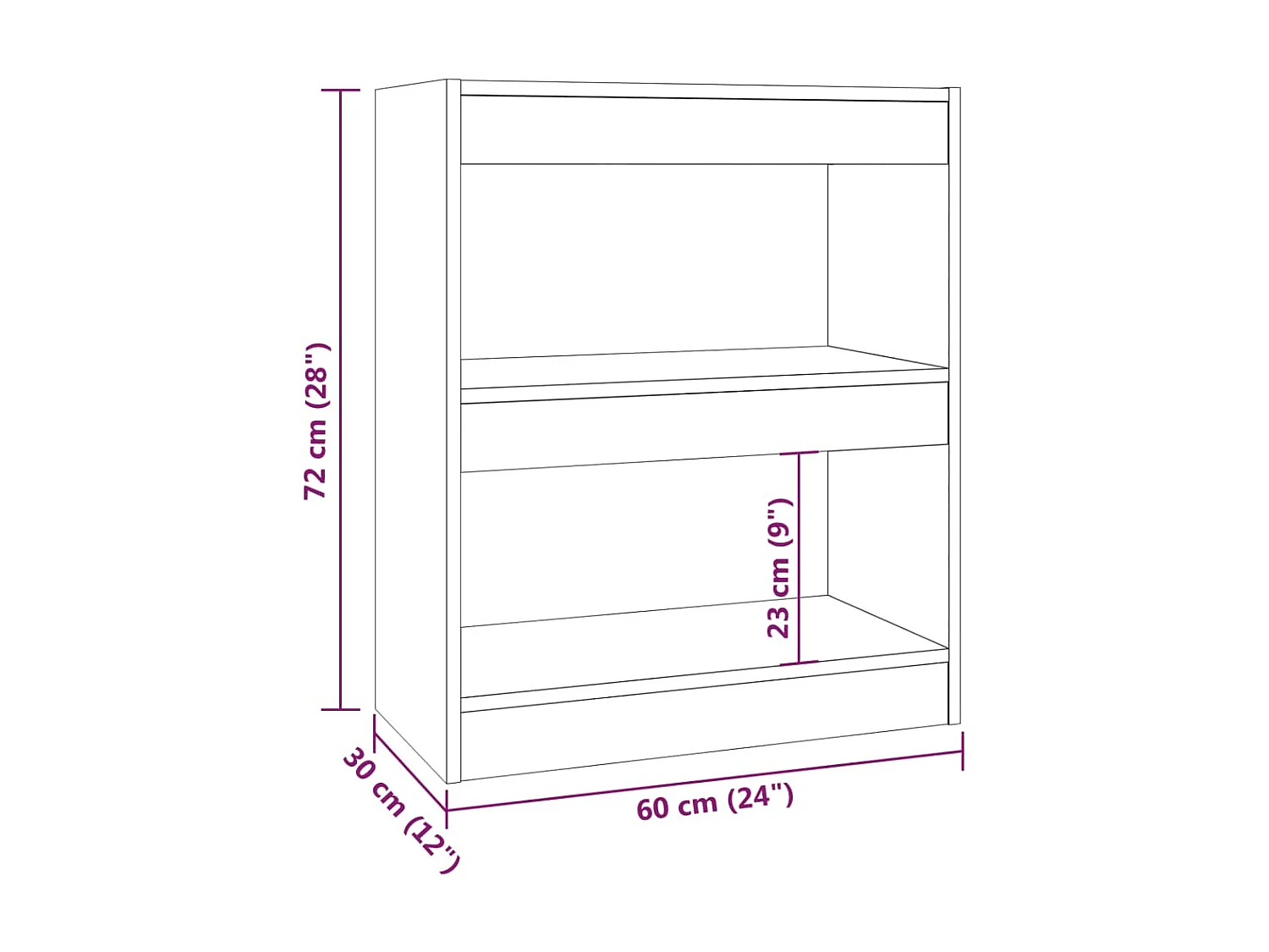 Bibliothèque-Séparateur de pièce Blanc 60x30x72