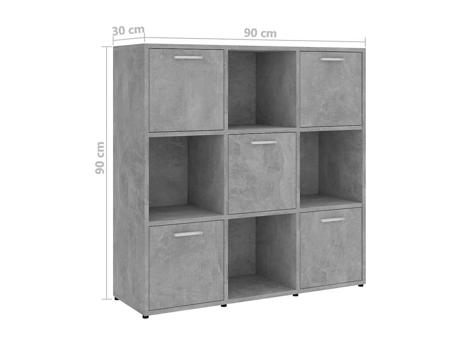 Bibliothèque étagère en bois Lozka 98cm - 4 niches 5 portes-Gris béton