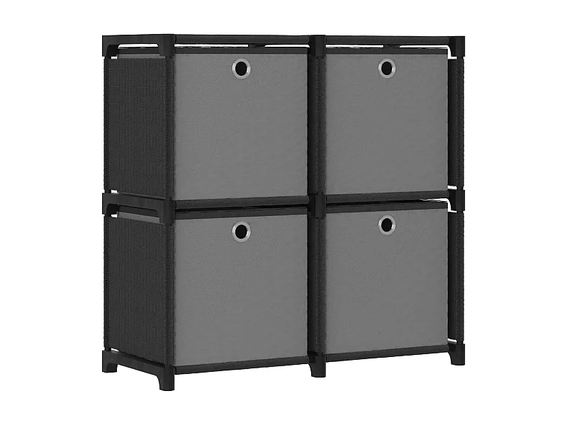 Étagère à 4 cubes avec boîtes Noir 69x30x72,5 Tissu