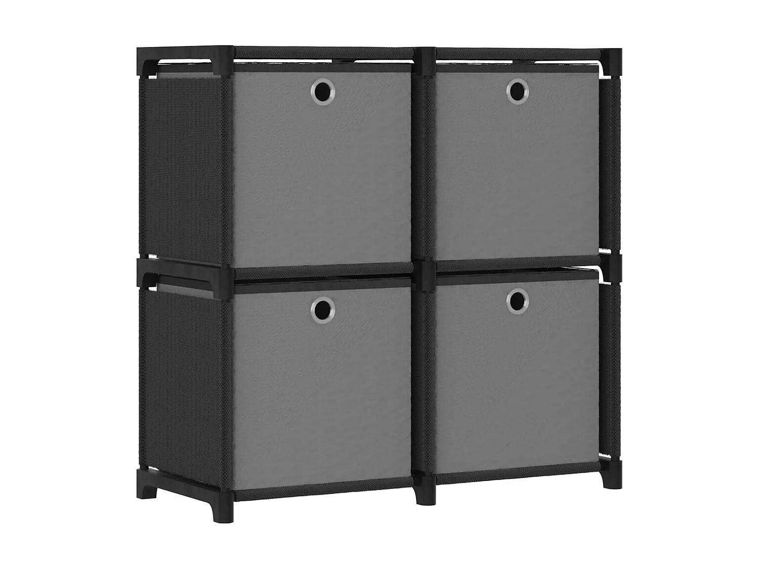 Étagère à 4 cubes avec boîtes Noir 69x30x72,5 Tissu
