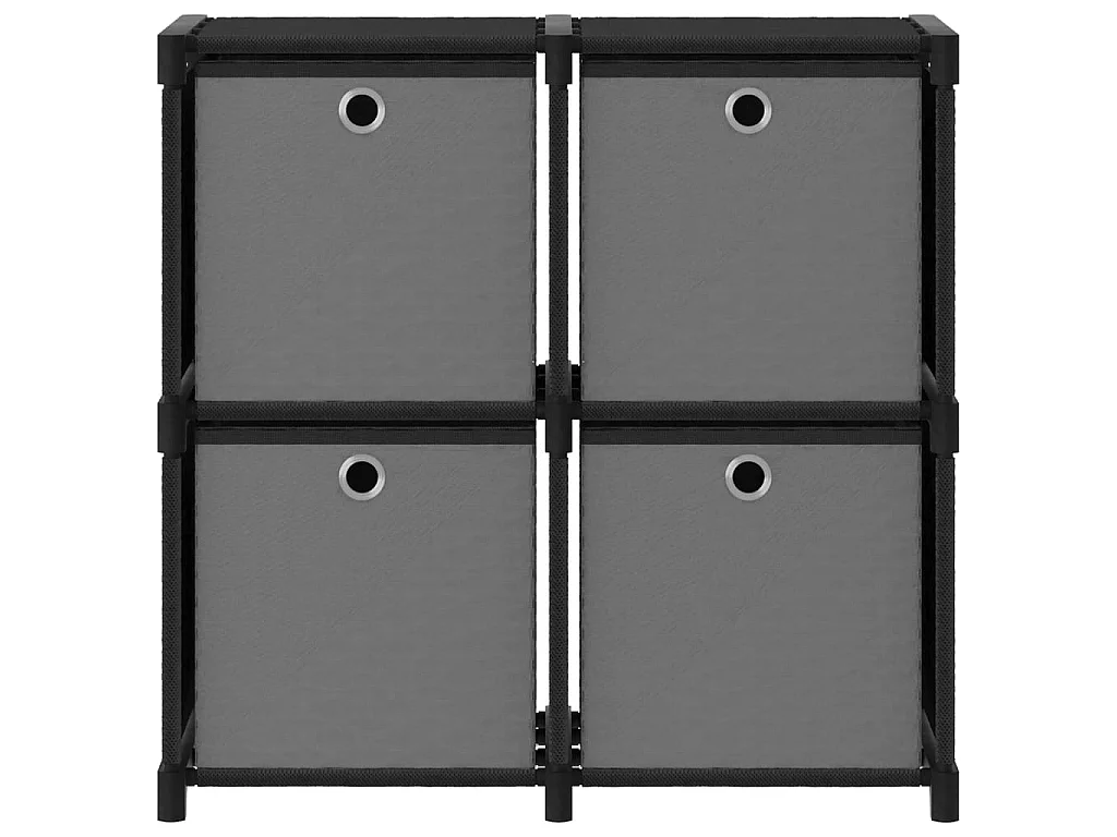 Étagère à 4 cubes avec boîtes Noir 69x30x72,5 Tissu