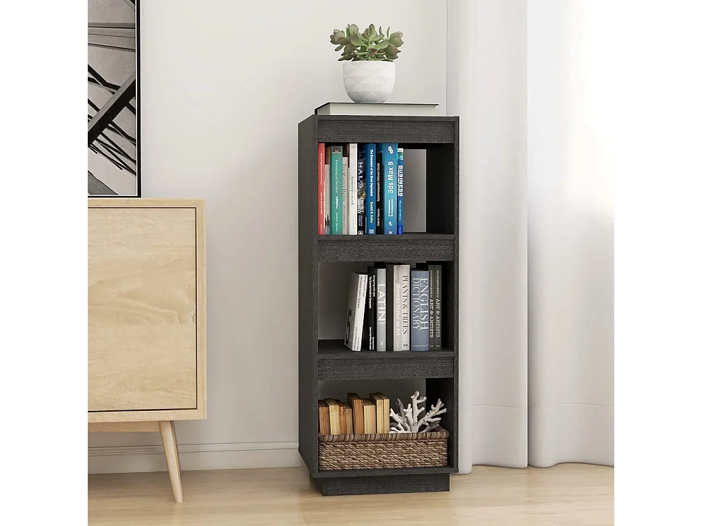 Bibliothèque-Séparateur de pièce Gris 40x35x103 Pin massif
