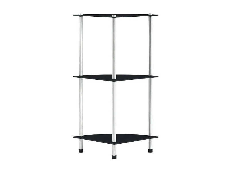Étagère à 3 niveaux Noir 30x30x67 Verre trempé