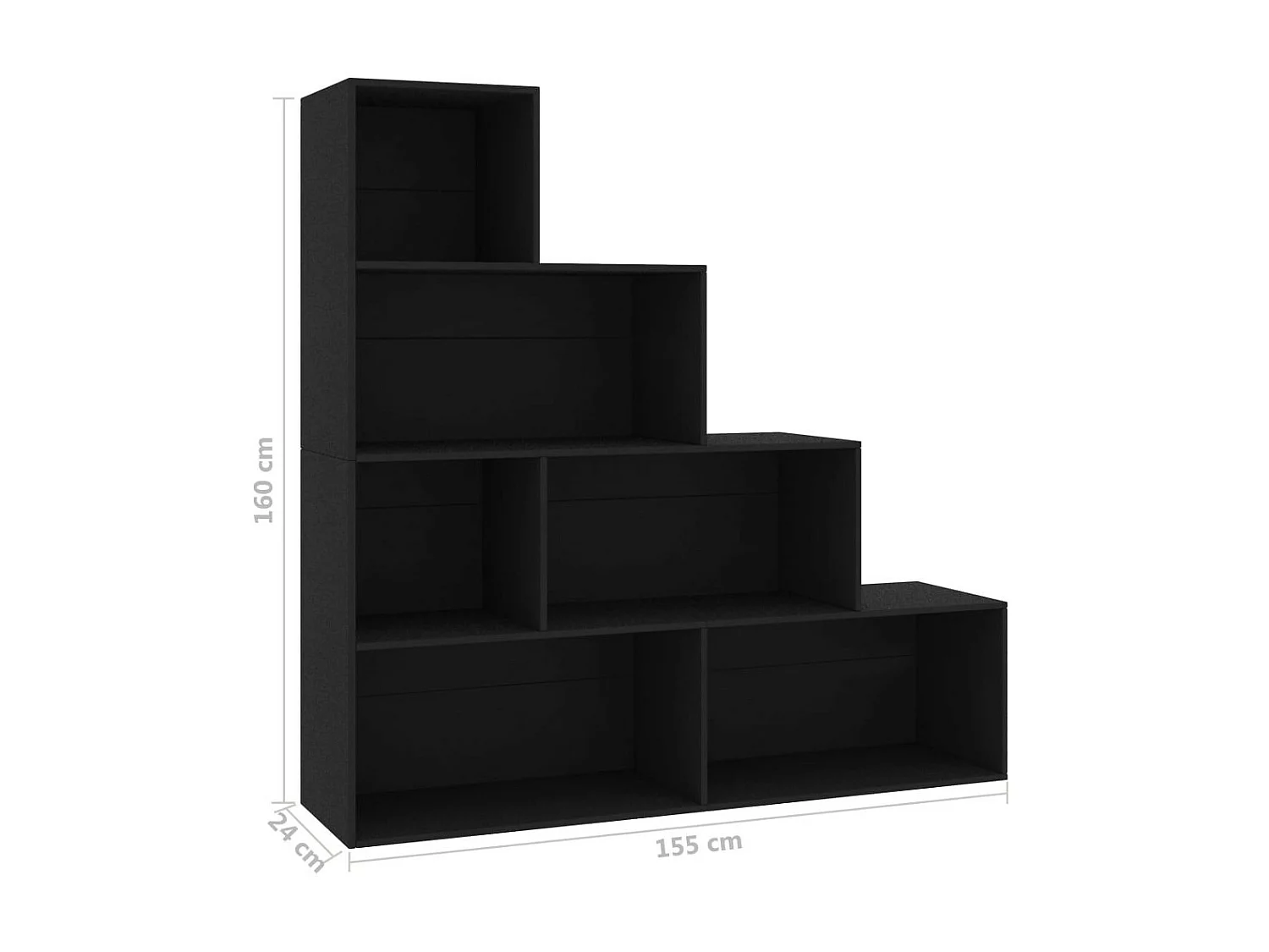 Bibliothèque-Séparateur de pièce Noir 155x24x160