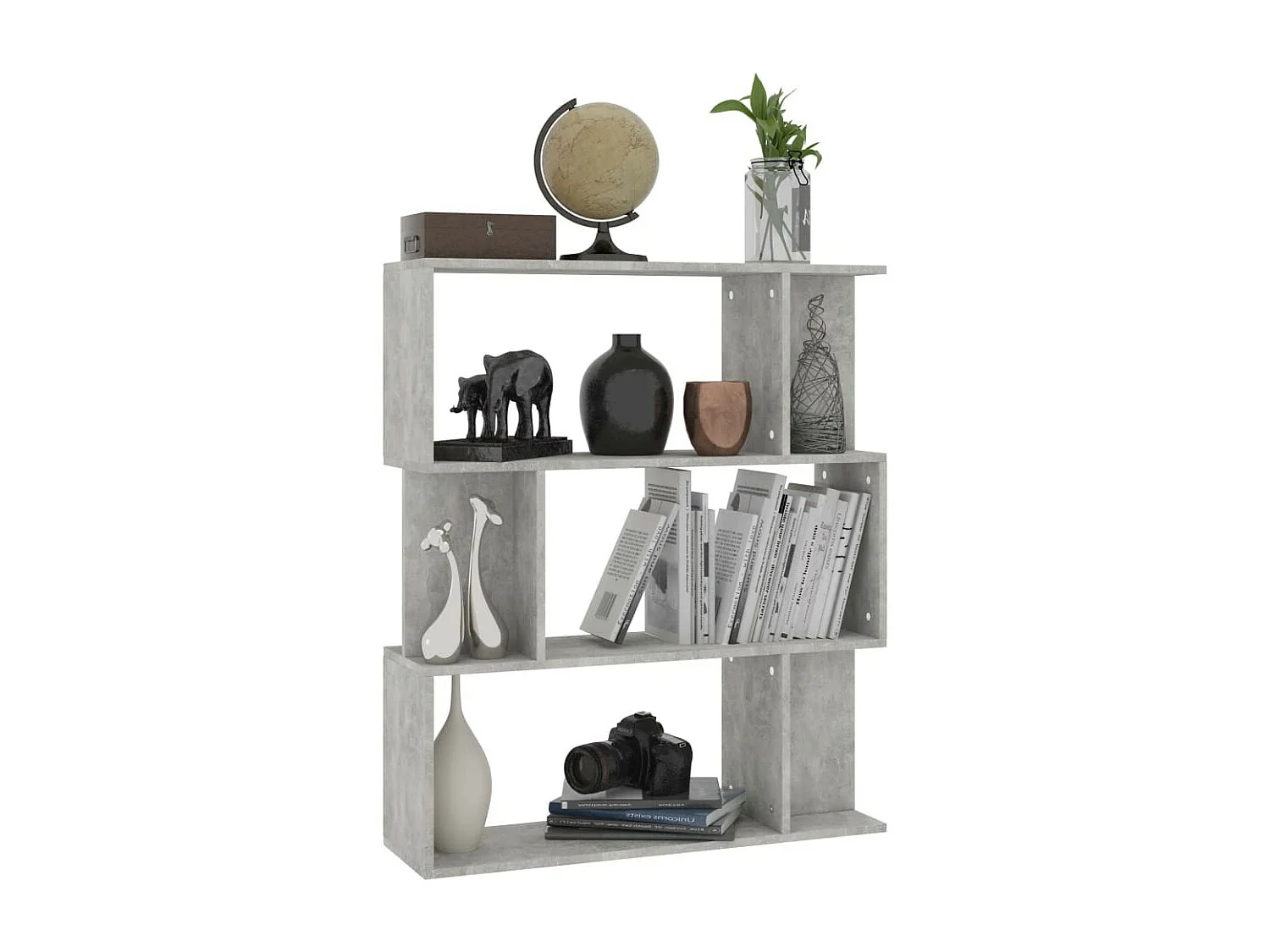 Bibliothèque-Séparateur de pièce Gris béton 80x24x96