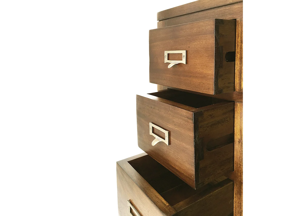 Console coloniale en bois d'acajou massif 6 tiroirs 2 portes Falkane 100cm