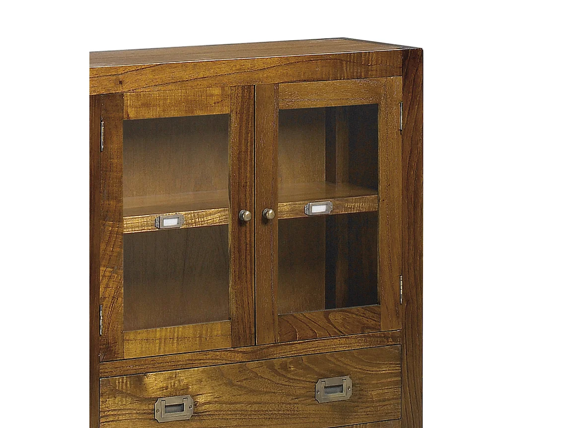 Console en bois massif de Mindy 5 tiroirs 2 portes Orka 107cm