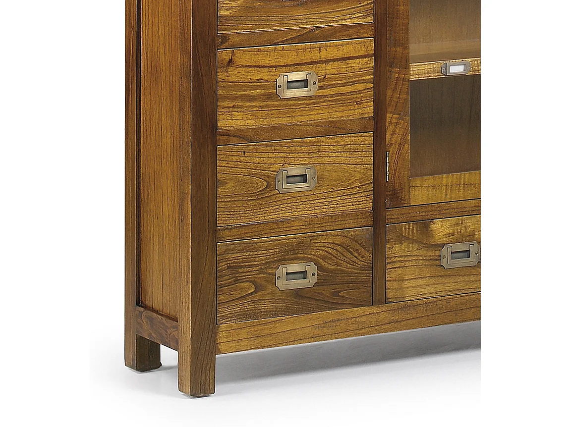Console en bois massif de Mindy 5 tiroirs 2 portes Orka 107cm