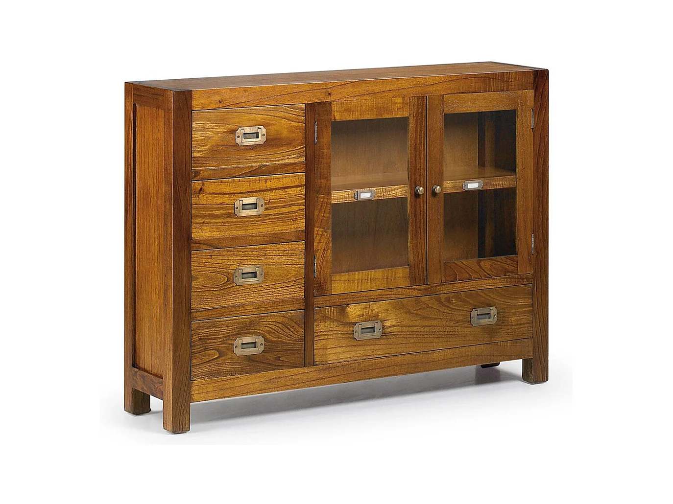 Console en bois massif de Mindy 5 tiroirs 2 portes Orka 107cm