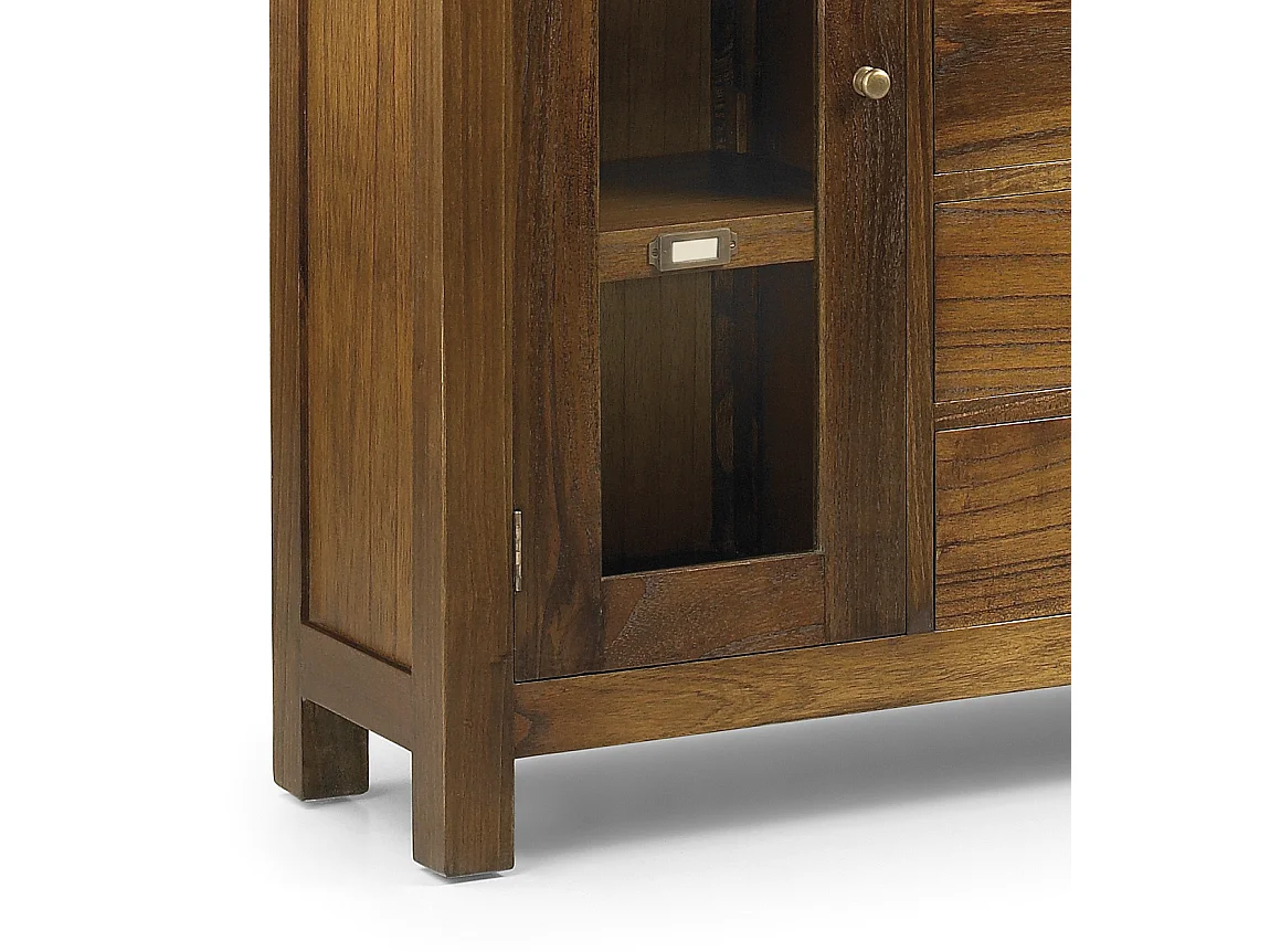 Console en bois massif de Mindy 7 tiroirs 2 portes Orka 115cm