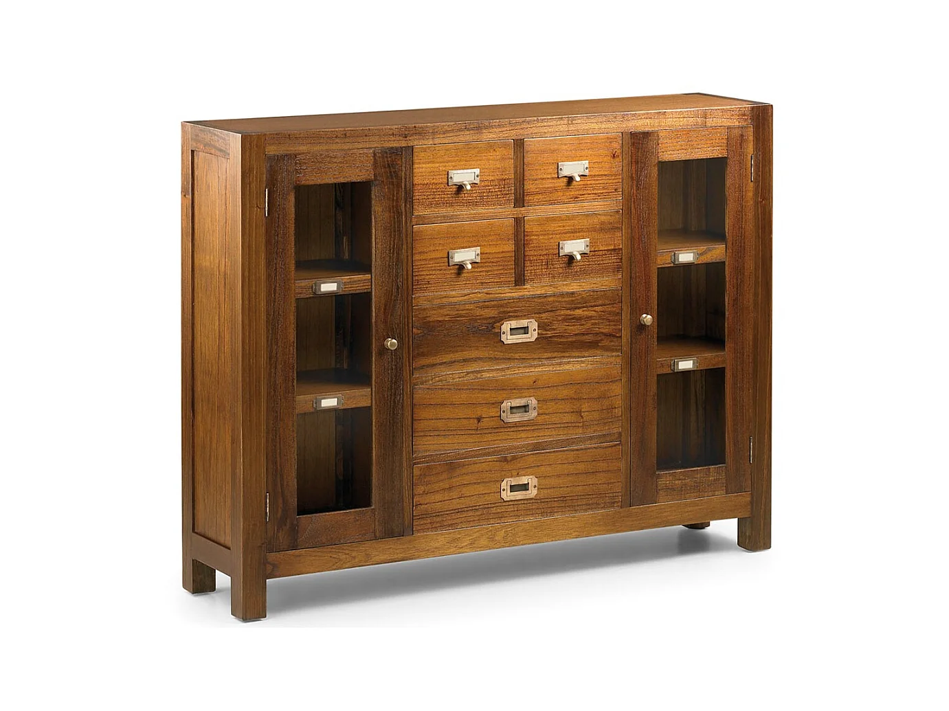 Console en bois massif de Mindy 7 tiroirs 2 portes Orka 115cm