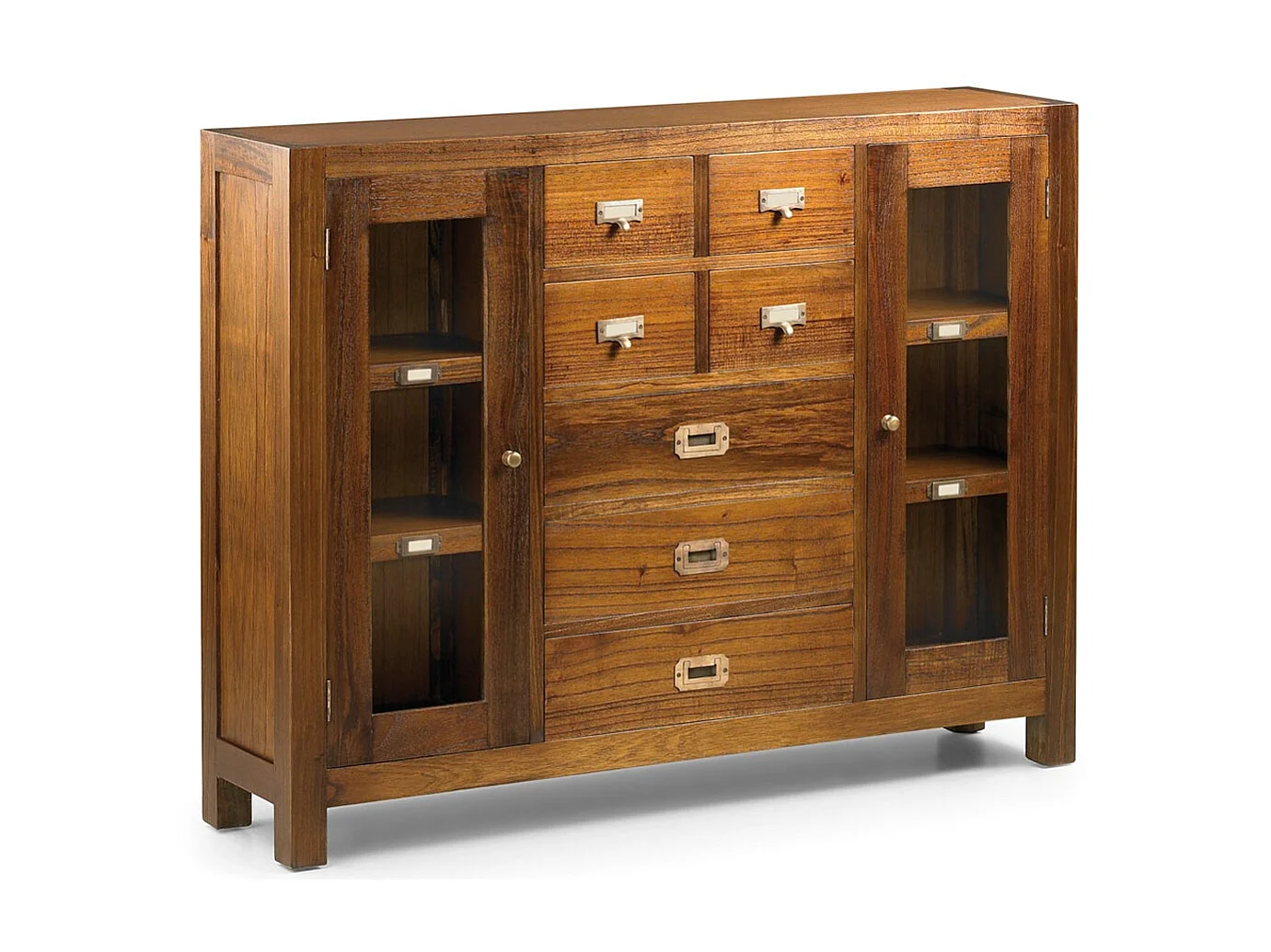 Console en bois massif de Mindy 7 tiroirs 2 portes Orka 115cm