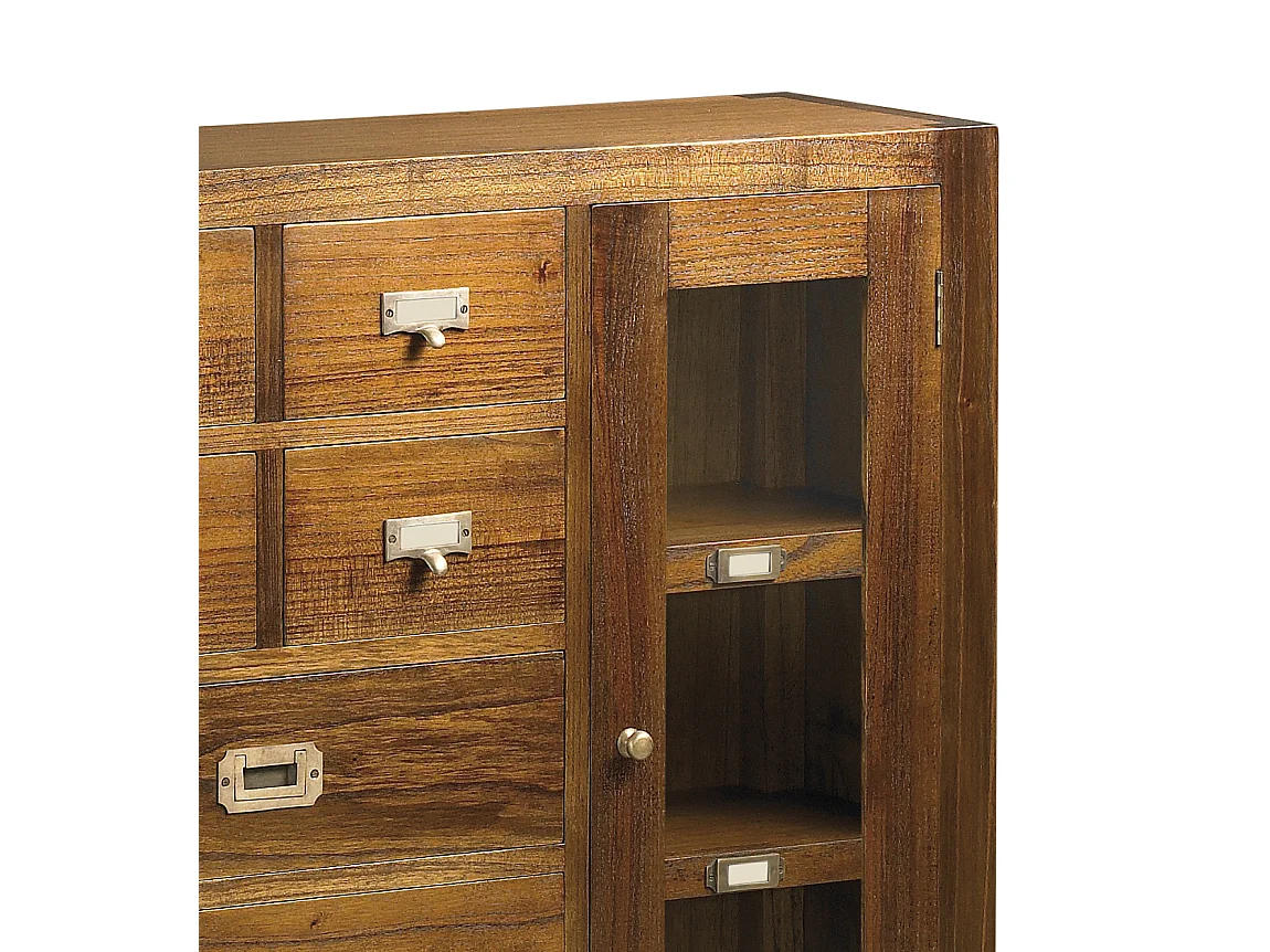 Console en bois massif de Mindy 7 tiroirs 2 portes Orka 115cm